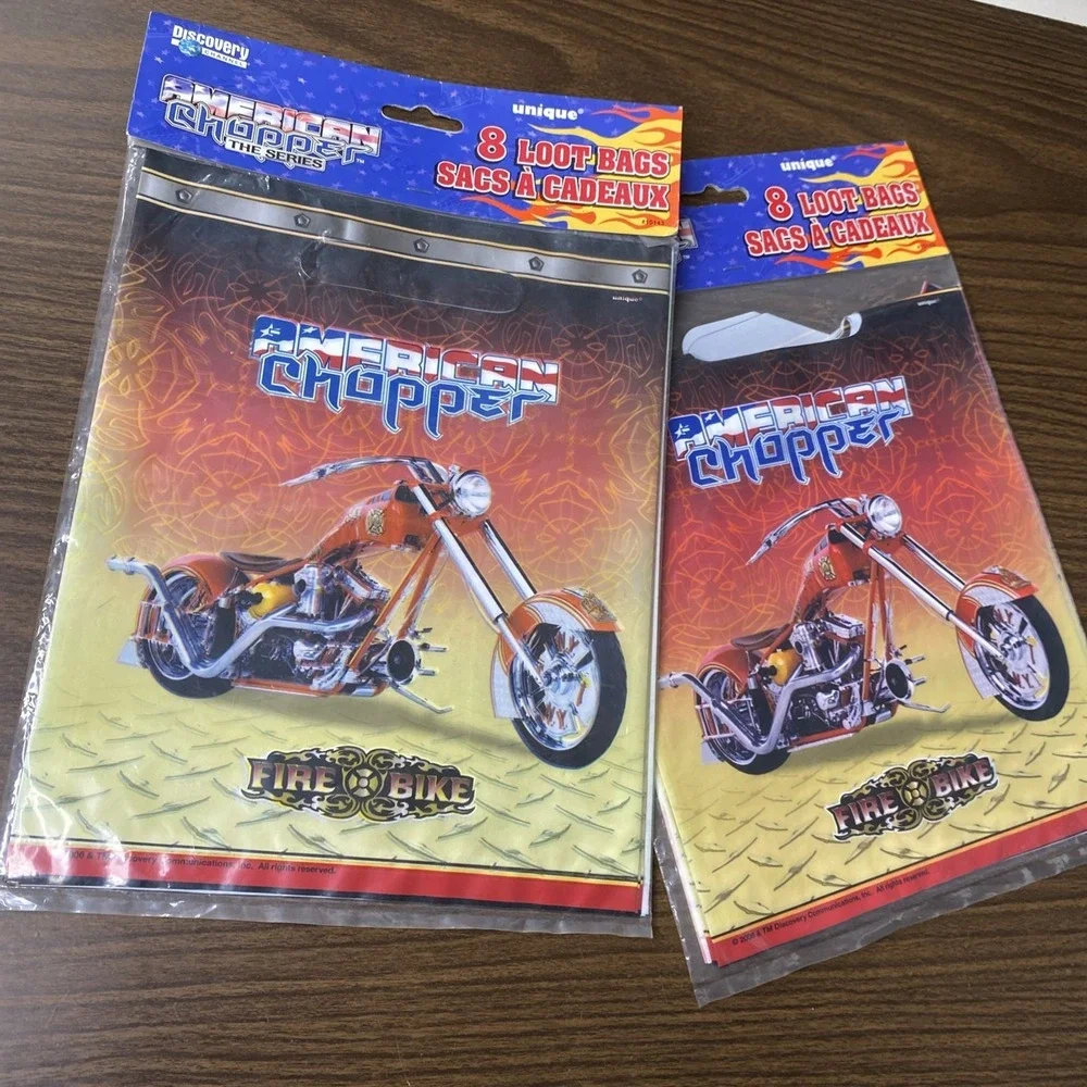 VTG American Chopper FIRE BIKE 2x 8ct Loot Bags Party Supplies Discovery 2006